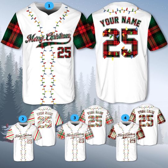 Discover Christmas Jersey Personalized Jersey Merry Christmas Shirt Baseball Christmas Family Xmas Shirt Custom Baseball Shirt Holiday Jersey