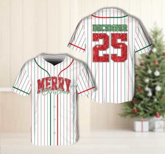 Personalized Christmas Baseball Jersey, Custom Name And Number Merry Christmas Jersey, Holiday Family Matching Outfit, Xmas Team Spirit Gift