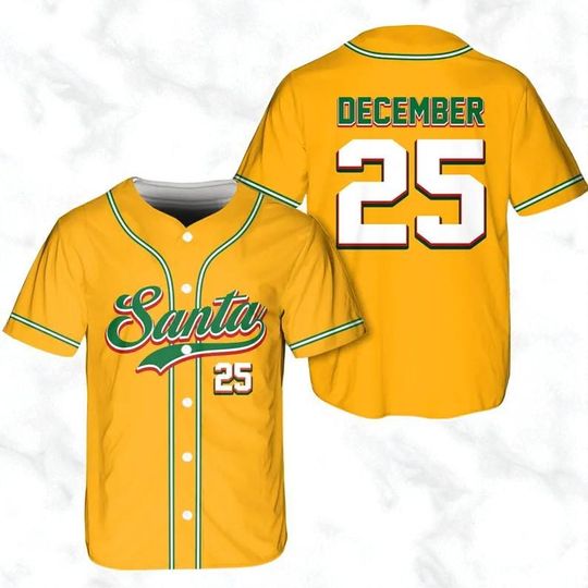 Discover Personalized Santa Christmas Baseball Jersey  Custom Name & Number Holiday Shirt, Matching Family Xmas Shirts