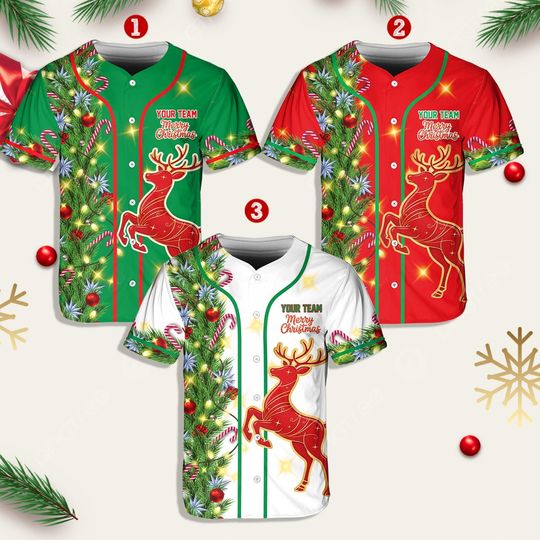 Discover Christmas Jersey Personalized Jersey Merry Christmas Shirt Baseball Christmas Family Xmas Shirt Custom Baseball Shirt Holiday Jersey