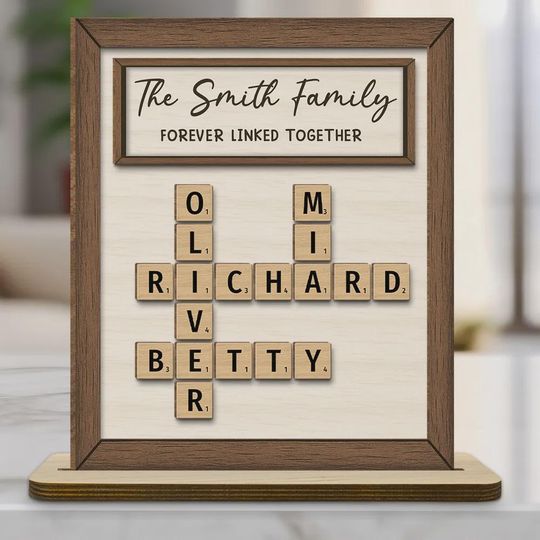 Discover Custom The Family Wooden Plaque, Custom Crossword Puzzle Gifts For Family Members, Gifts Between Siblings, Sisters Gift, Christmas Gift