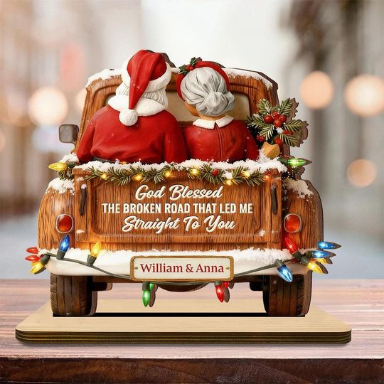 Discover Personalized God Blessed The Broken Road That Led Me Straight To You Wood Plaque, Personalized Couple Sign, Old Couple Decor, Valentine Gift