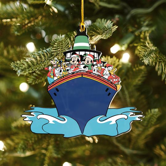 Discover Retro Mickey And Friends Very Merrytime Cruises Acrylic Ornaments, Disney Cruise Line Christmas Ornaments, Very Merrytime Cruises Ornament