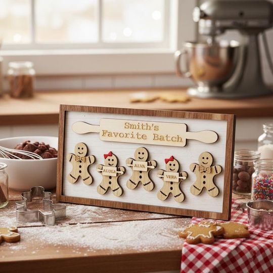 Discover Personalized Favorite Batch Christmas Wooden Sign, Custom Christmas Baking Sign, Personalized Family Gingerbread Sign Christmas Decor Gift