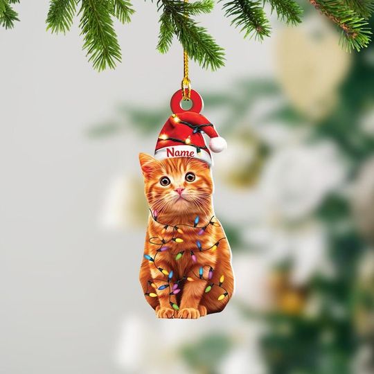 Discover Personalized Orange Cat Ornament, Cat Christmas Hanging Ornament Gift, Cat Car Hanging Ornament, Gift For Pet Lover