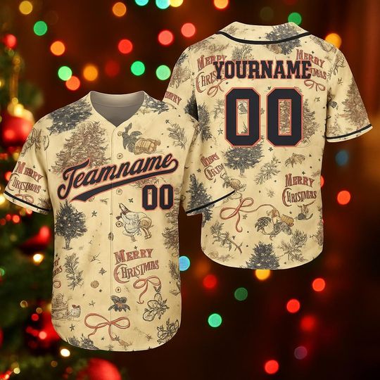 Discover Vintage Christmas Baseball Jersey  Personalized Merry Christmas Santa Holiday Shirt