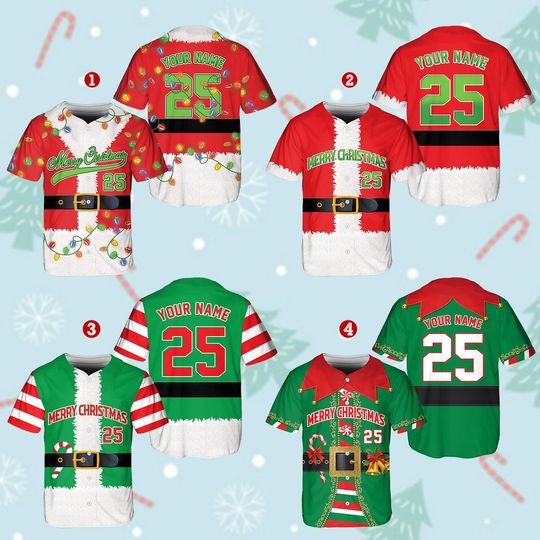 Discover Christmas Jersey Personalized Jersey Merry Christmas Shirt Baseball Christmas Family Xmas Shirt Custom Baseball Shirt Holiday Jersey