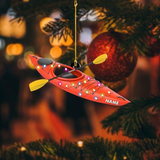 Discover Personalized Kayak Ornament, Custom Canoe Ornament Christmas Present, Perfect Gift for Water Sports Enthusiasts, Beach Vacation Keepsake