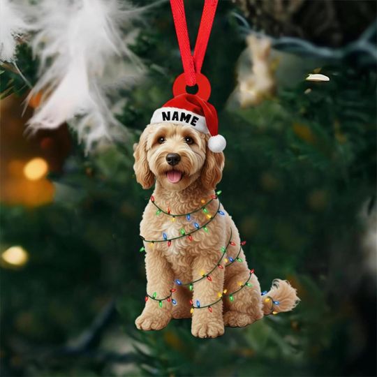 Discover Personalized GoldenDoodle Christmas Ornament, Flat 2D Ornament, Goldendoodle Ornament, Dog Gift, Gift For GoldenDoodle Lover