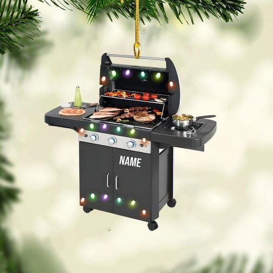 Discover Personalized Grill Christmas Ornament, Grill Flat Shape Ornament, Barbeque BBQ Christmas Ornament for Grill Master 2025, Gift for Griller