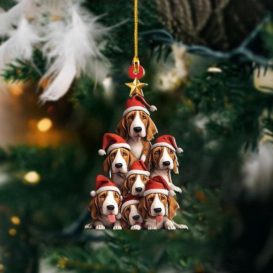Discover Basset Hound Dog Christmas Tree Ornament, Basset Hound Dog Rearview Mirror Car Ornament, Basset Hound Dog Lovers Holiday Gift