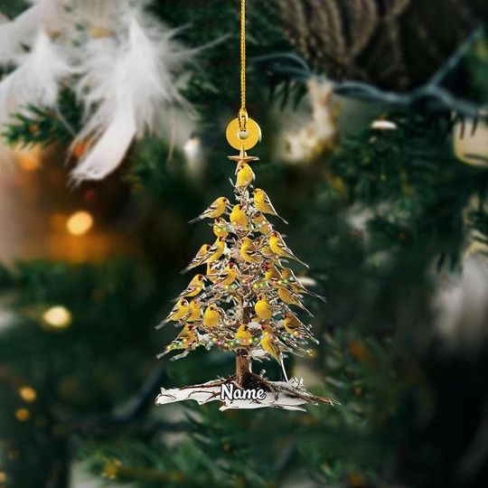 American Goldfinches Christmas Tree Ornament  Yellow Finch Bird Ornament  Gift for Bird Lovers and Nature Enthusiasts