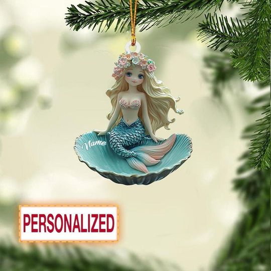 Discover Personalized Sea Mermaid Christmas Ornament, Mermaid Girl Ornament, Mermaid Ocean Ornament Decor, Mermaid Lovers Ornament Gift
