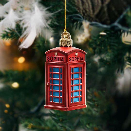 Discover Personalized Telephone Booth Ornament Red Phone Box Christmas Ornament Unique London Ornament British Phone Box Ornament Gift