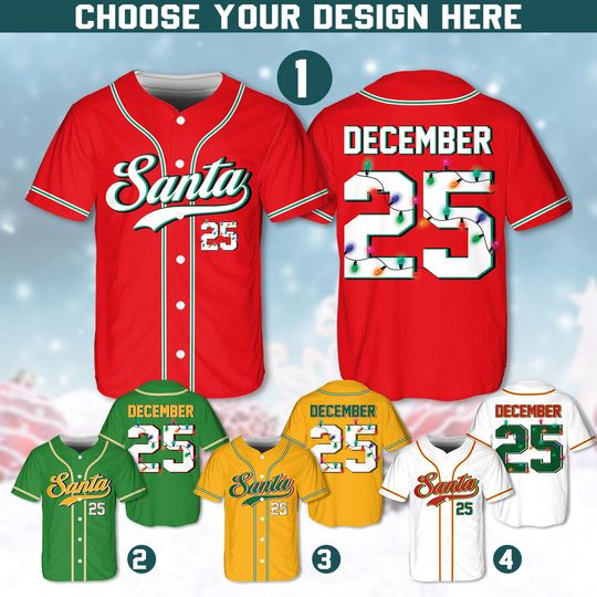 Discover Personalized Christmas Baseball Jersey Adult Kid Youth,  Custom Name Number Holiday Jersey, Funny Xmas Gift Team Uniform Santa Claus Shirt
