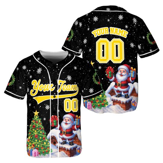 Custom Christmas Baseball Jersey, Personalized Name Jersey, Santa Clause, Gingerbread Shirt, Snowmen Jersey, Jersey For Men Women Youth