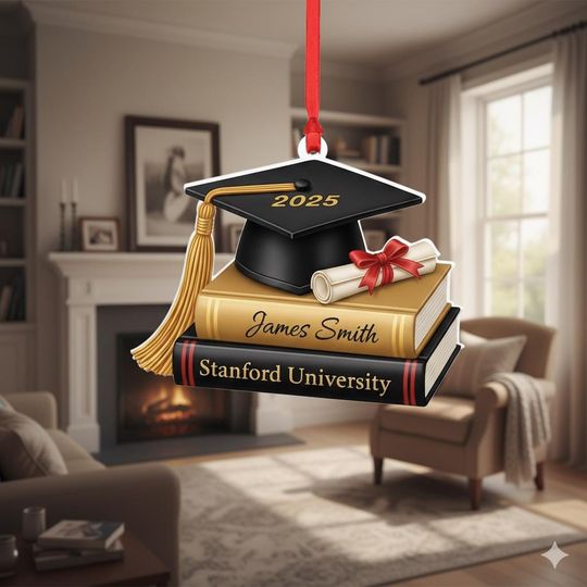 Graduation Ornament 2025  Cap, Diploma & Books Keepsake