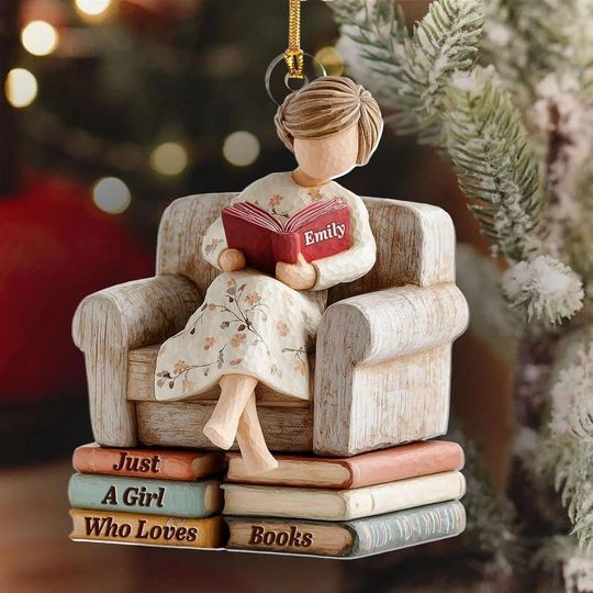 Discover Just A Girl Who Loves Books - Personalized 1-Layer 2D Acrylic Ornament