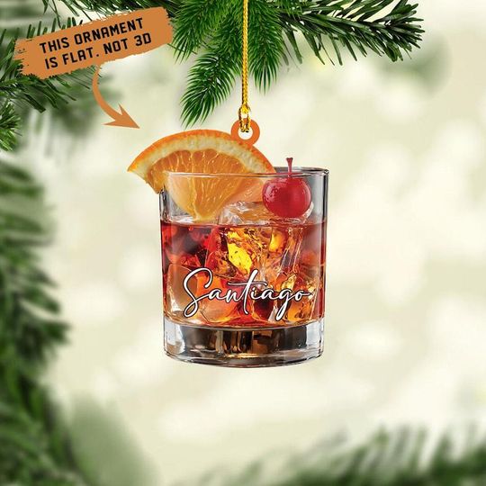 Discover Personalized Margarita Acrylic Ornament; Christmas Cocktail Ornament, Funny Bar Drink Gift