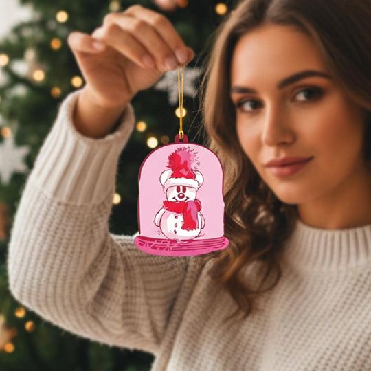 Discover Retro Mickey Santa Acrylic Ornament, Pink Coquette Bow Christmas Decor, Disney Tis The Season, Magical Castle Christmas Tree Ornament