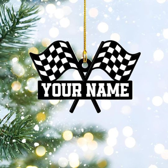 Discover Personalized Race Car Ornament, Dirt Track Racing Ornament, Christmas Keepsake Decorative Gift for Racing Lover, Hanging Decoration House