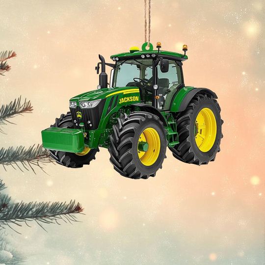 Discover Personalized Tractor Christmas 2d Flat Ornament, Tractor Flat Ornament, Custom Name Tractor Ornament For Tractor Driver, Farmer Christmas