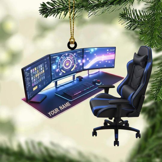 Discover Personalized PC Gaming Setup Christmas Ornament, Video Game Ornament, Gamer Ornament, Gamer Gift, Custom Name PC Gamer Gift, Gift For Him