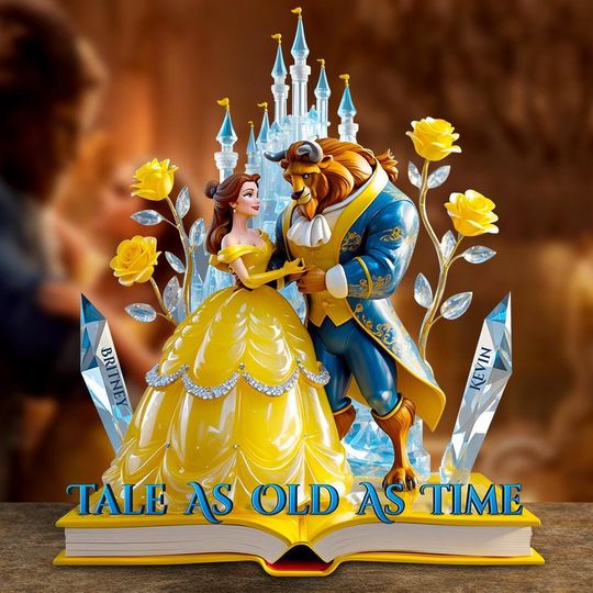 Discover Beauty and Beast Custom Acrylic Plaque, Tale As Old As Time Gift, Personalized Couple Name Decor, Romantic Disney Inspired Wedding Gift