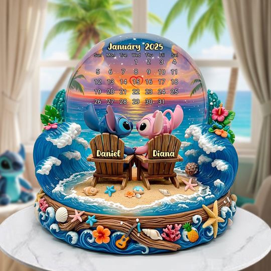 Personalized Stitch and Angel Wedding Acrylic Plaque, Couple Keepsake