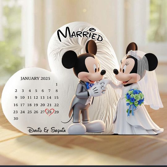 Discover Personalized Mouse Couple Wedding Plaque, Custom Acrylic Ornament Keepsake Gift for Anniversary