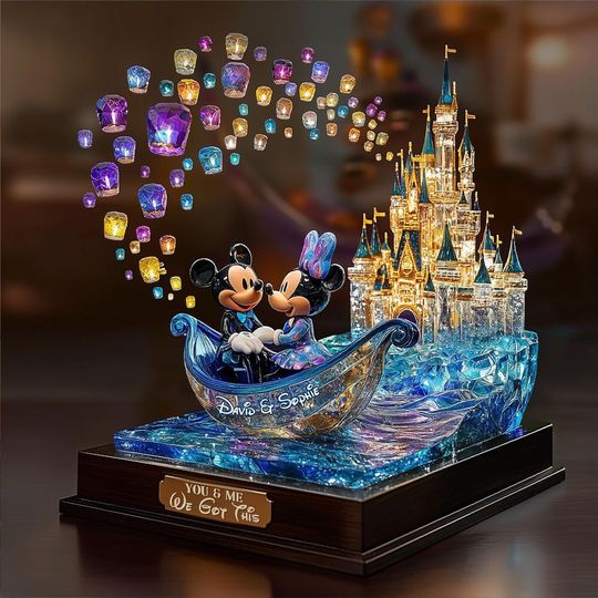 Personalized Couple Mouse Cartoon Wedding Keepsake, Custom Couple Name and Date Anniversary Gift