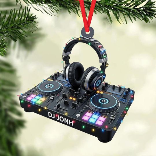 Discover Custom Name DJ Christmas Ornament, Flat 2D Ornament, Gift For Him, Boyfriend, Music Dj Ornament, Music Lover Gift, DJ Headphones Keepsake