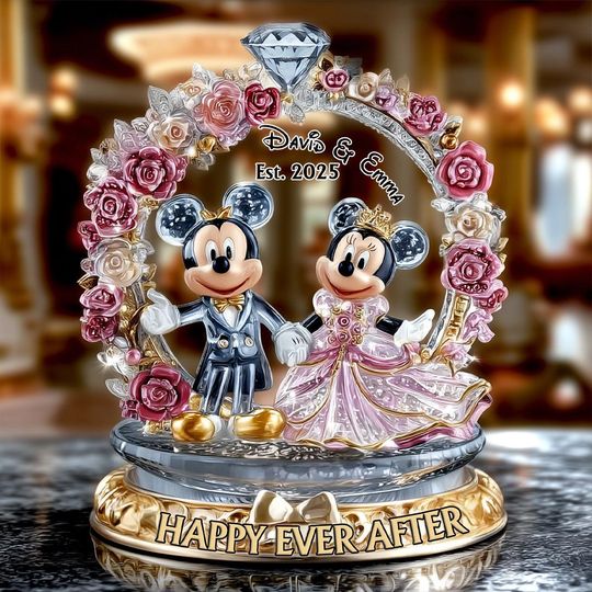 Discover Personalized Mouse Couple Cartoon Wedding Plaque, Custom Couple Keepsake