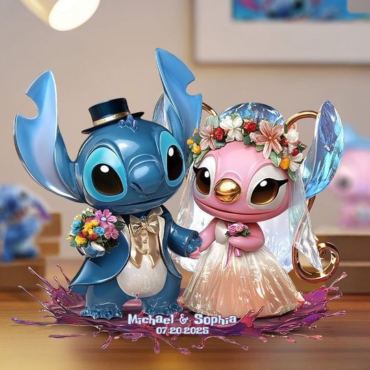 Discover Custom Stitch & Angel Wedding Acrylic Plaque, Personalized Couple Keepsake