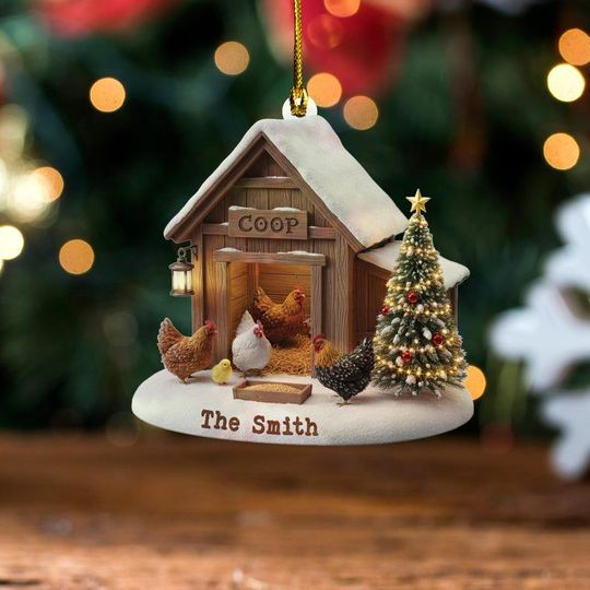Discover Personalized Chicken Coop Ornament, Farmhouse Christmas Ornament, Custom Hen House Decoration, Backyard Chicken Lover Gift 2025