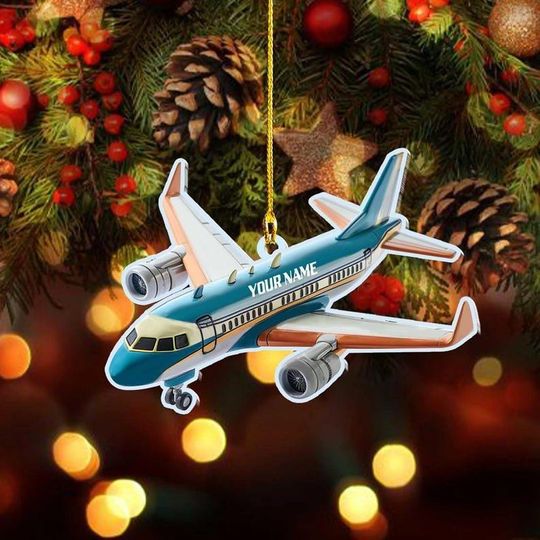 Discover Custom Airplane Ornament, Personalized Plane Ornament, Gift For Pilot, Custom Ornament With Name, Plane Personalized Christmas Ornament