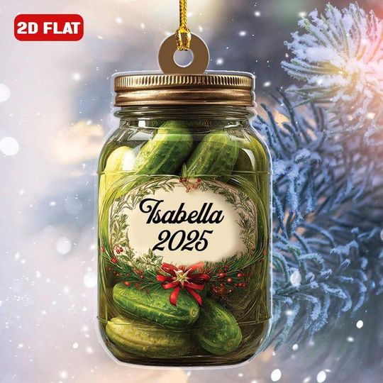 Discover Pickle Ornament Personalized Christmas Ornament Pickle Jar Custom Name Ornament Gift For Pickle Lovers Cucumber Jar Of Pickles Funny Gift