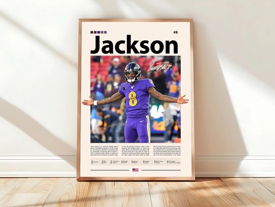 Discover Lamar Jackson Poster, Baltimore Ravens Print, football Poster, Sports Poster, football Fans, Football Poster, football Wall Art, Sports Bedroom Posters