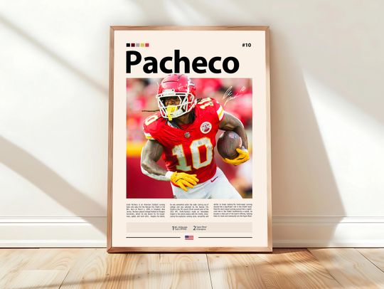 Discover Isiah Pacheco Poster, Kansas City Chiefs Print, football Poster, Sports Poster, football Fans, Football Poster, football Wall Art, Sports Bedroom Posters