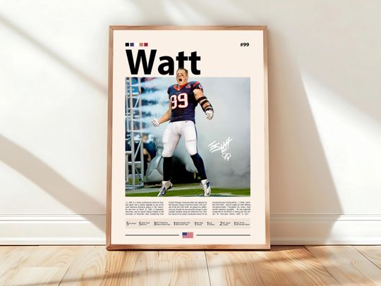 Discover J. J. Watt Poster, Houston Texans Print, football Poster, Sports Poster, football Fans, Football Poster, football Wall Art, Sports Bedroom Posters