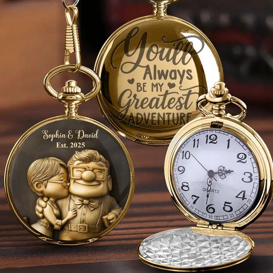 You'll Always Be My Greates Adventure Personaliuzed Couple Pocket Watch, Engraved Pocket Watch for Groomsmen, Anniversary Gift