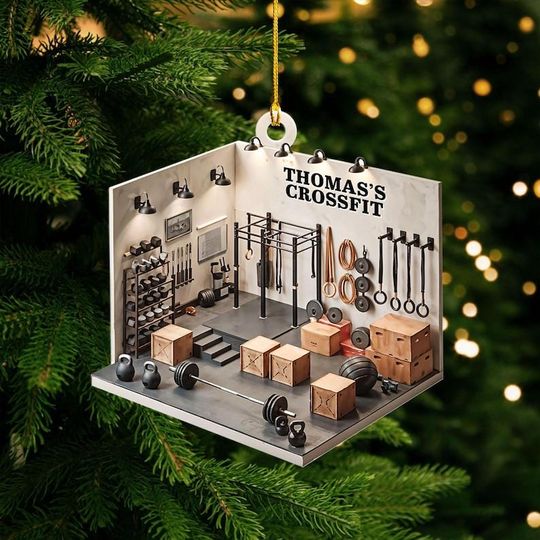 Discover Personalized Fitness Crossfit Room Christmas Ornament, Custom 2D Flat Fitness Sport Ornament, Gift For Personal Trainer, Fitness Keepsake