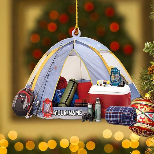 Discover Personalized Camping Tent Christmas Ornament, Funny Camping Hanger, Camping Flat 2D Ornament, Happy Camper Key Chain, Gift For Camping Lover