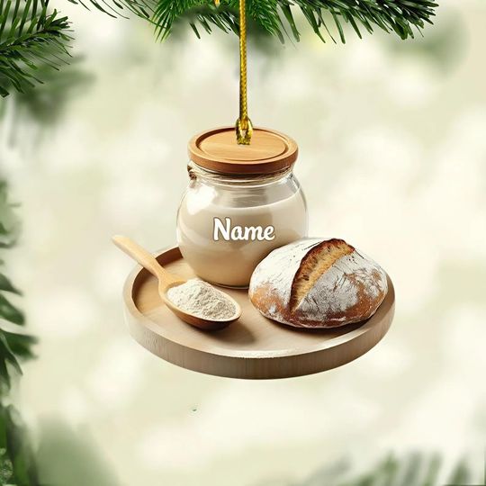 Personalized Sourdough Christmas Ornament, Sourdough Starter Ornament, Sourdough Era Ornament, Baking Ornament Gift, Baker Gift