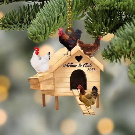 Discover Personalized Chicken Coop Christmas Ornament: Farmhouse Acrylic Decor