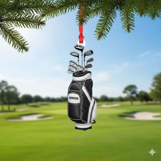 Discover Personalized Golf Bag Christmas Ornament  Custom Name Golfer Gift with Clubs