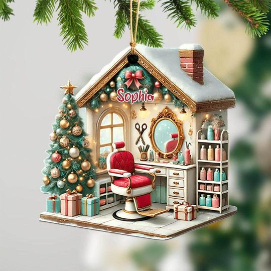 Discover Personalized Hair Salon Christmas Ornament, Custom Name Hair Salon Christmas Tree Decor, Christmas Gift For Hair Salon Owner 2025