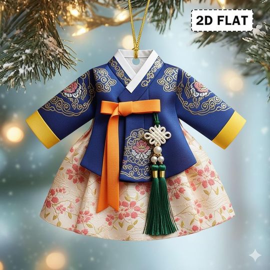 Discover Personalized Korean Hanbok Ornament 2D Flat, Custom Name Acrylic Christmas Decor, Traditional Asian Cultural Gift Keepsake 2025