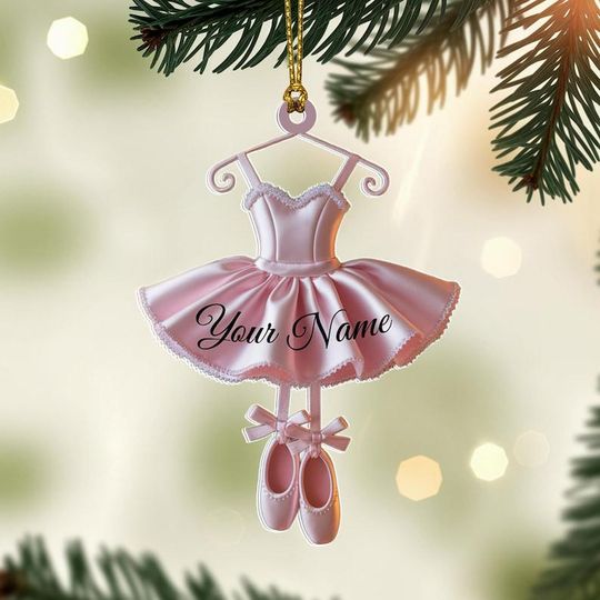 Discover Custom Ballerina Dress Christmas Ornament, Tree Hanging Decor, Flat 2D Acrylic, Personalized Dance Lover Gift for Her Holiday Keepsake 2025