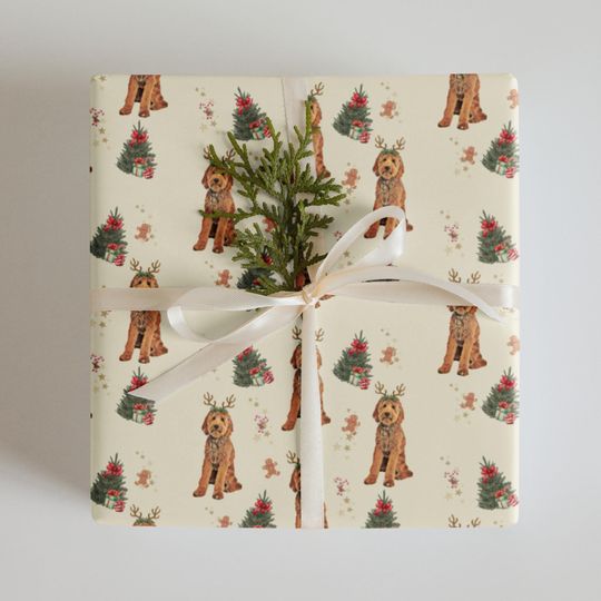 Discover Goldendoodle Christmas Wrapping Paper Sheets: Festive Dog Gift (Set of 3)